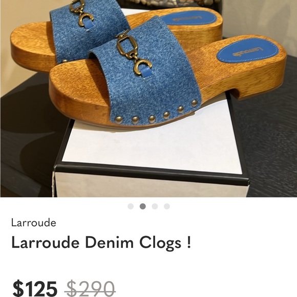 LARROUDE Blue Denim Horsebit Women's Slide Sandals - Picture 6 of 9